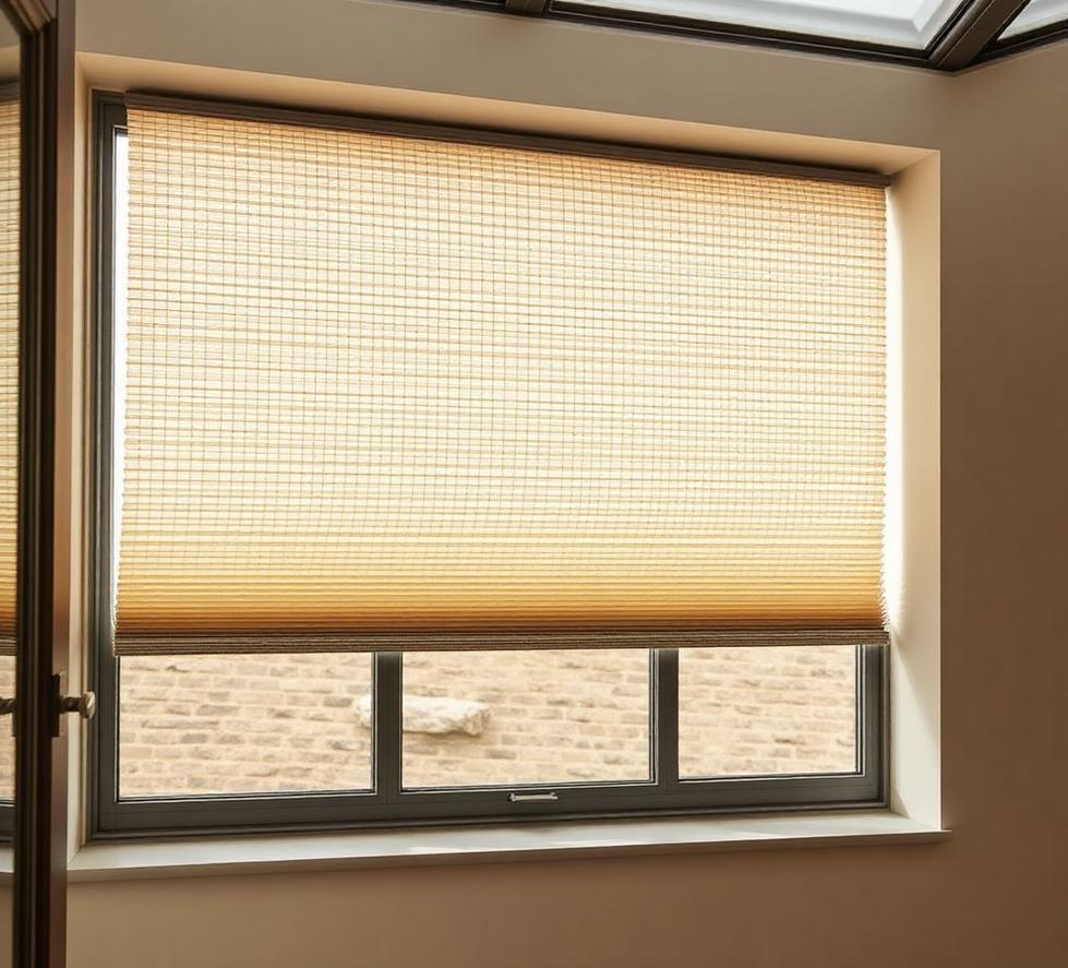 Honeycomb pleated blind on a conservatory window